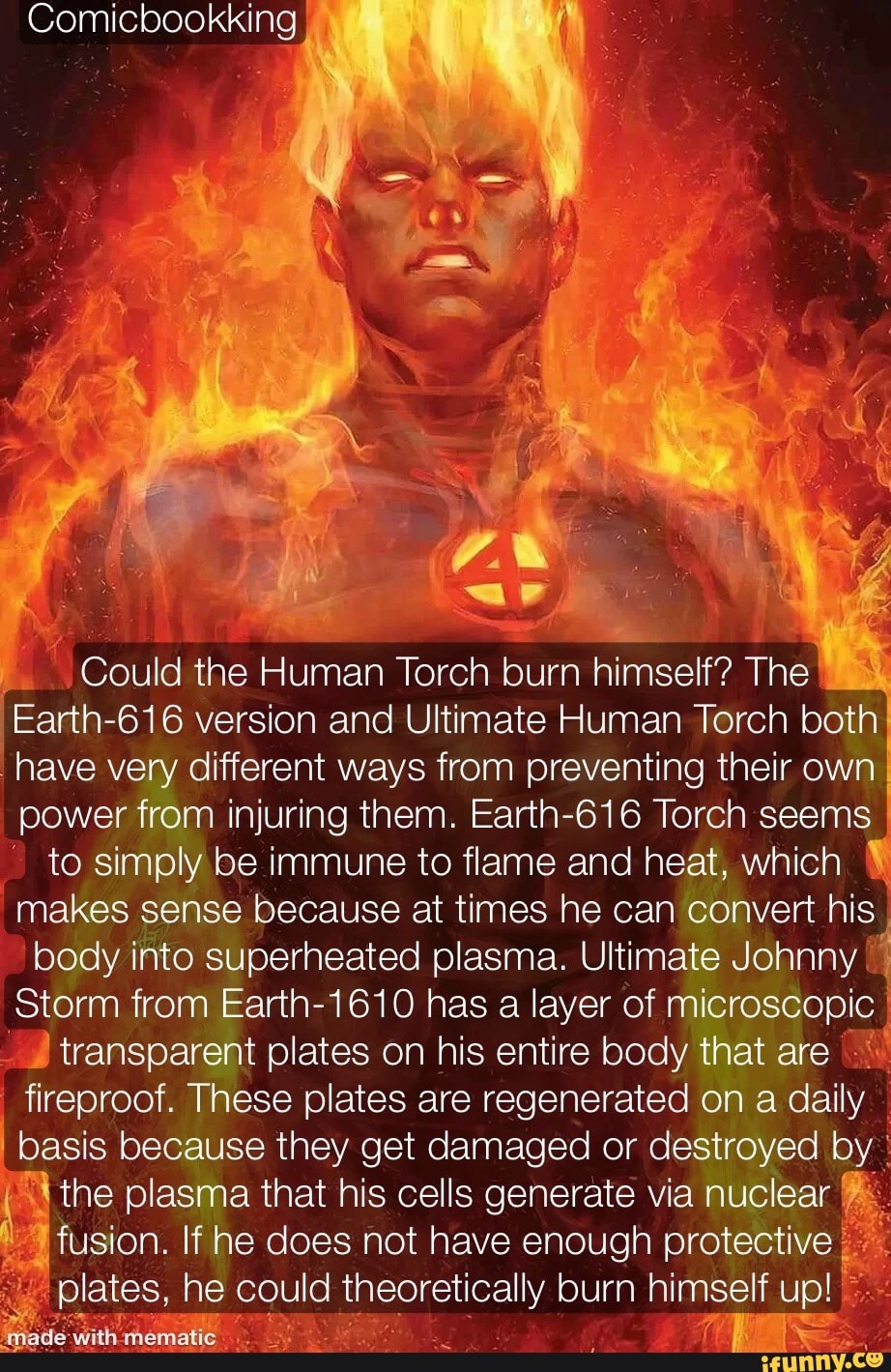 Comicbookking Could the Human Torch burn himself? The Earth616 version