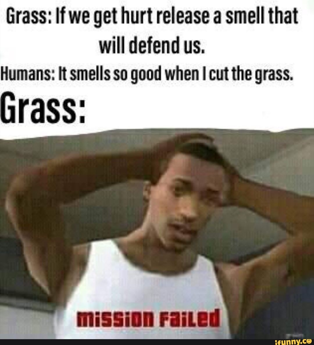Grass If we get hurt release a smell that will defend us. Humans It