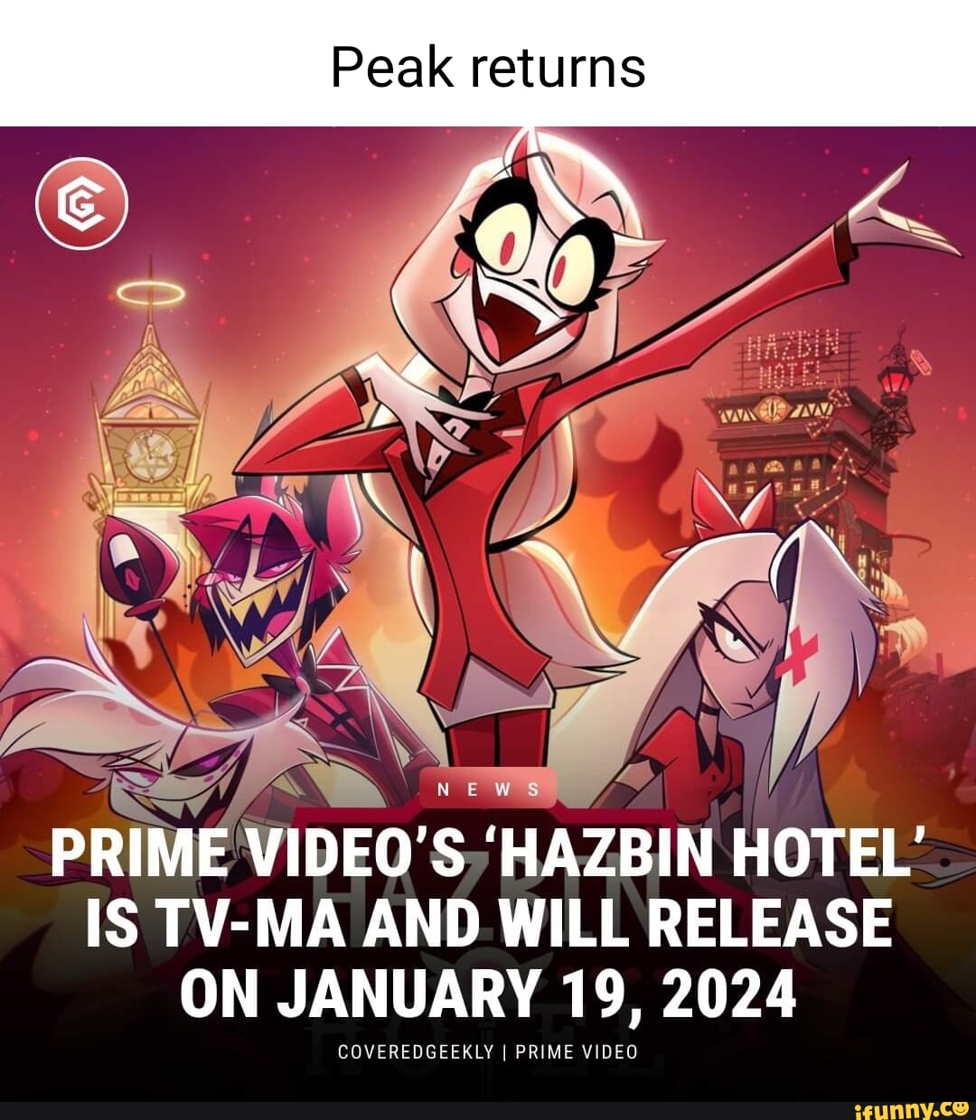 Peak returns PRIME VIDEO' 'HAZBIN HOTEL' IS TVMA AND WILL RELEASE ON