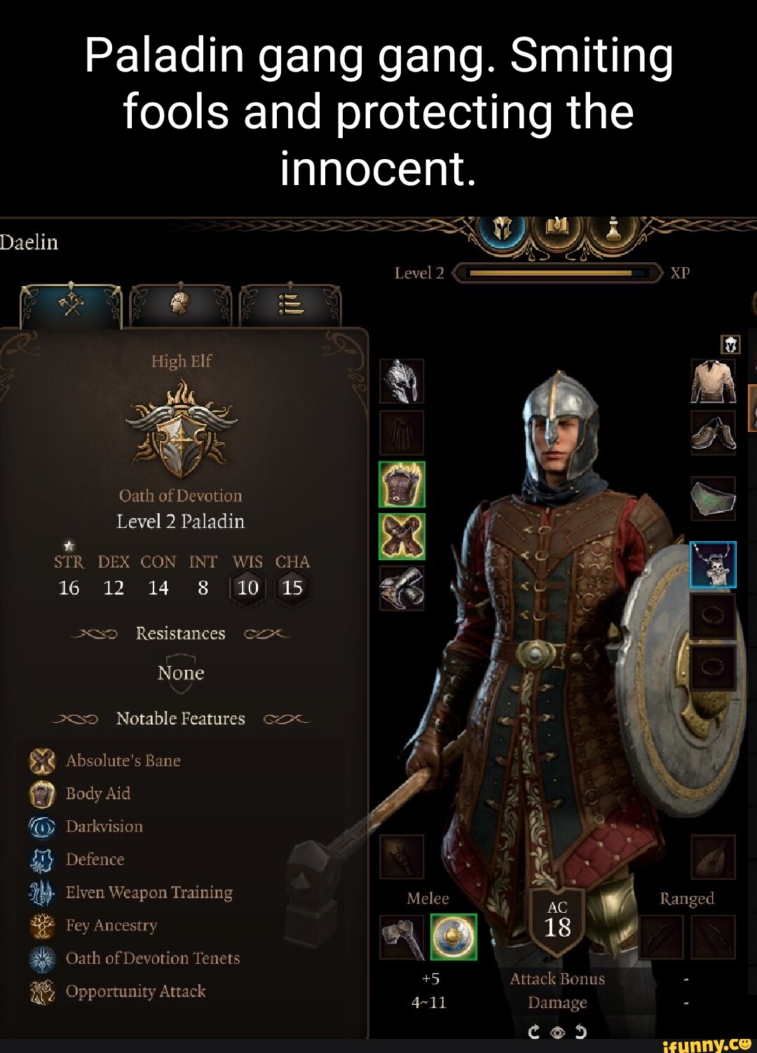 Paladin gang gang. Smiting fools and protecting the innocent. Daelin Se ...