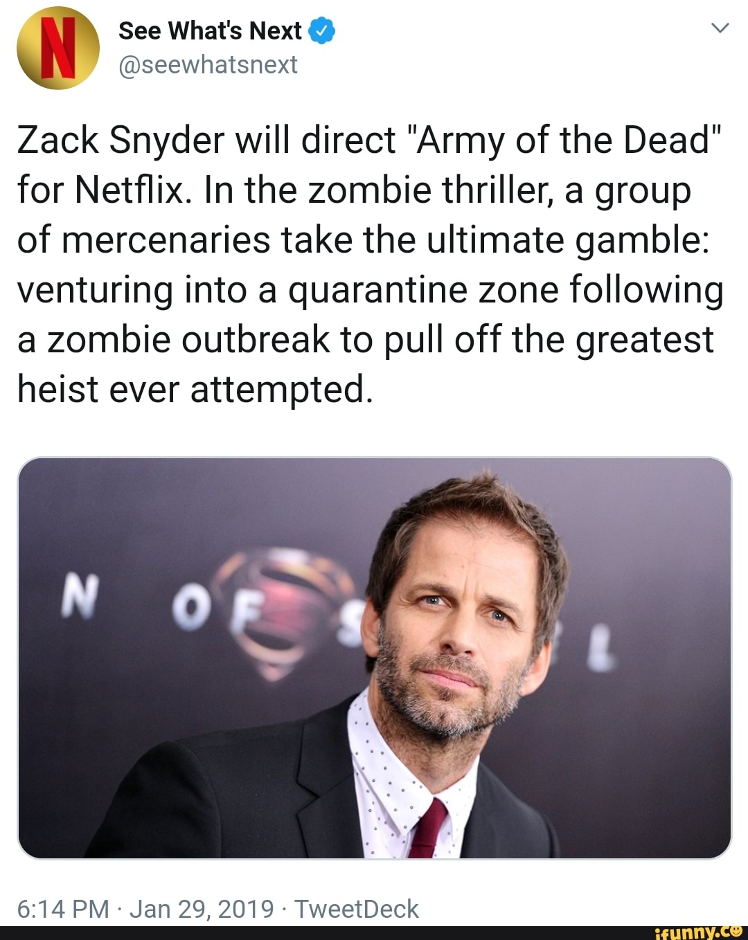 Zack Snyder Will Direct ”Army Of The Dead" For Netﬂix. In The Zombie ...