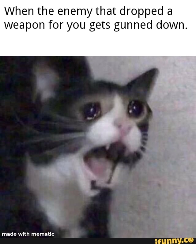 When the enemy that dropped a weapon for you gets gunned down.