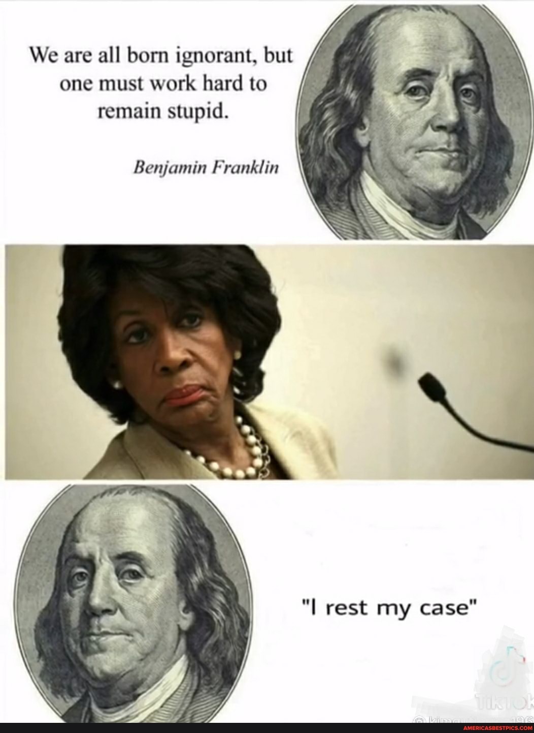 We are all born ignorant, but one must work hard to remain stupid.
Benjamin Franklin
"I rest my case"