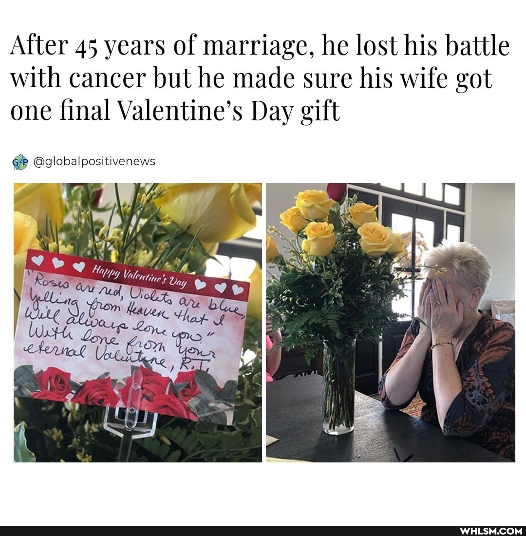After 45 years of marriage, he lost his battle with cancer but he made sure his wife got one final Valentine's Day gift
@glovelpositivenews
4)