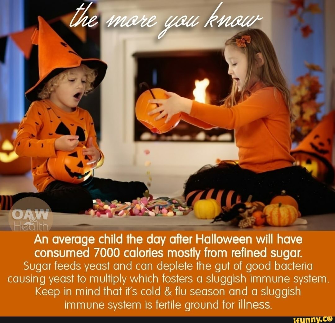 An average child the day after Halloween will have consumed 7000