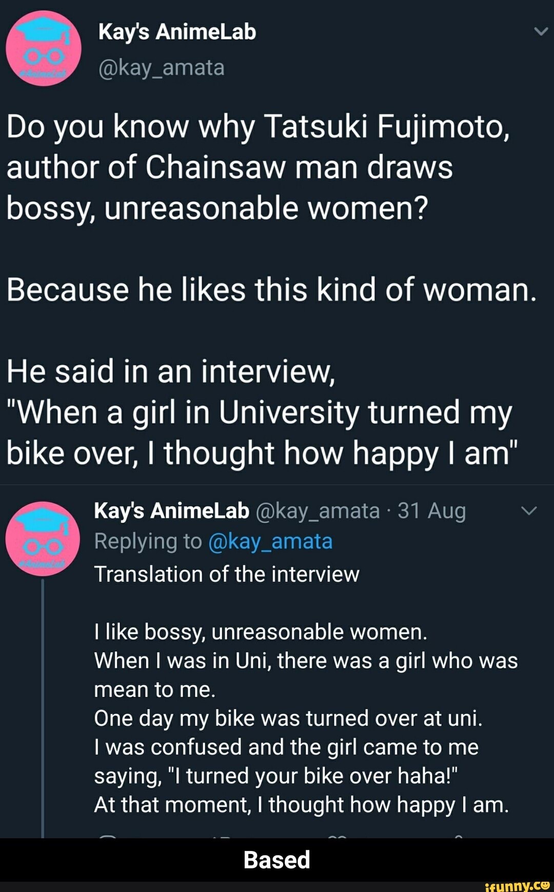 Kay's AnimeLab Do you know why Tatsuki Fujimoto, author of Chainsaw man