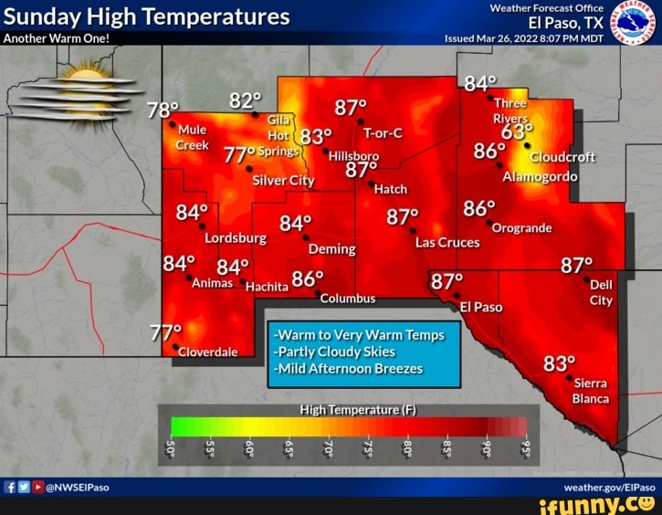 Weather Forecast Office Sunday High Temperatures EI Paso, TX 'Another