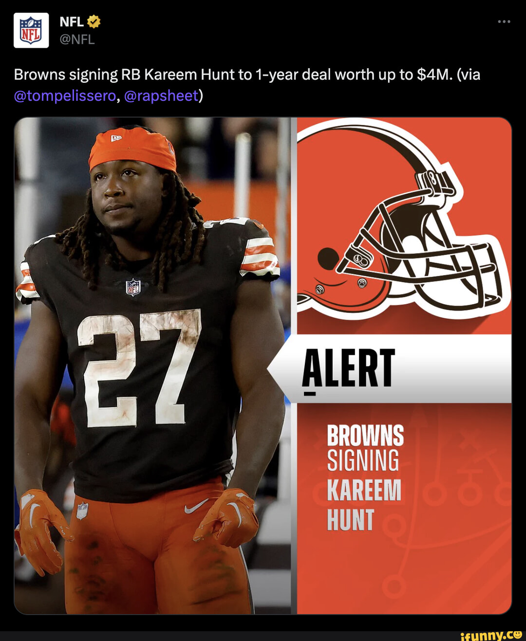 Browns welcome back RB Kareem Hunt