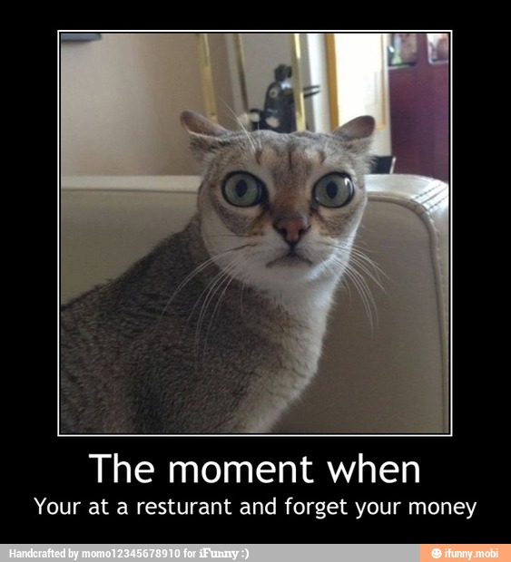 The moment when
Your at a resturant and forget your money - The moment when
Your at a resturant and forget your money