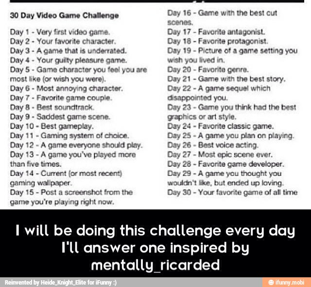 30 Day Video Game Challenge Very first video game Your favorite ...