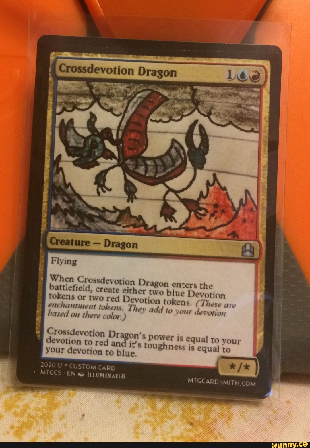 E When Crossdevotion Dragon enters the battlefield, create either two