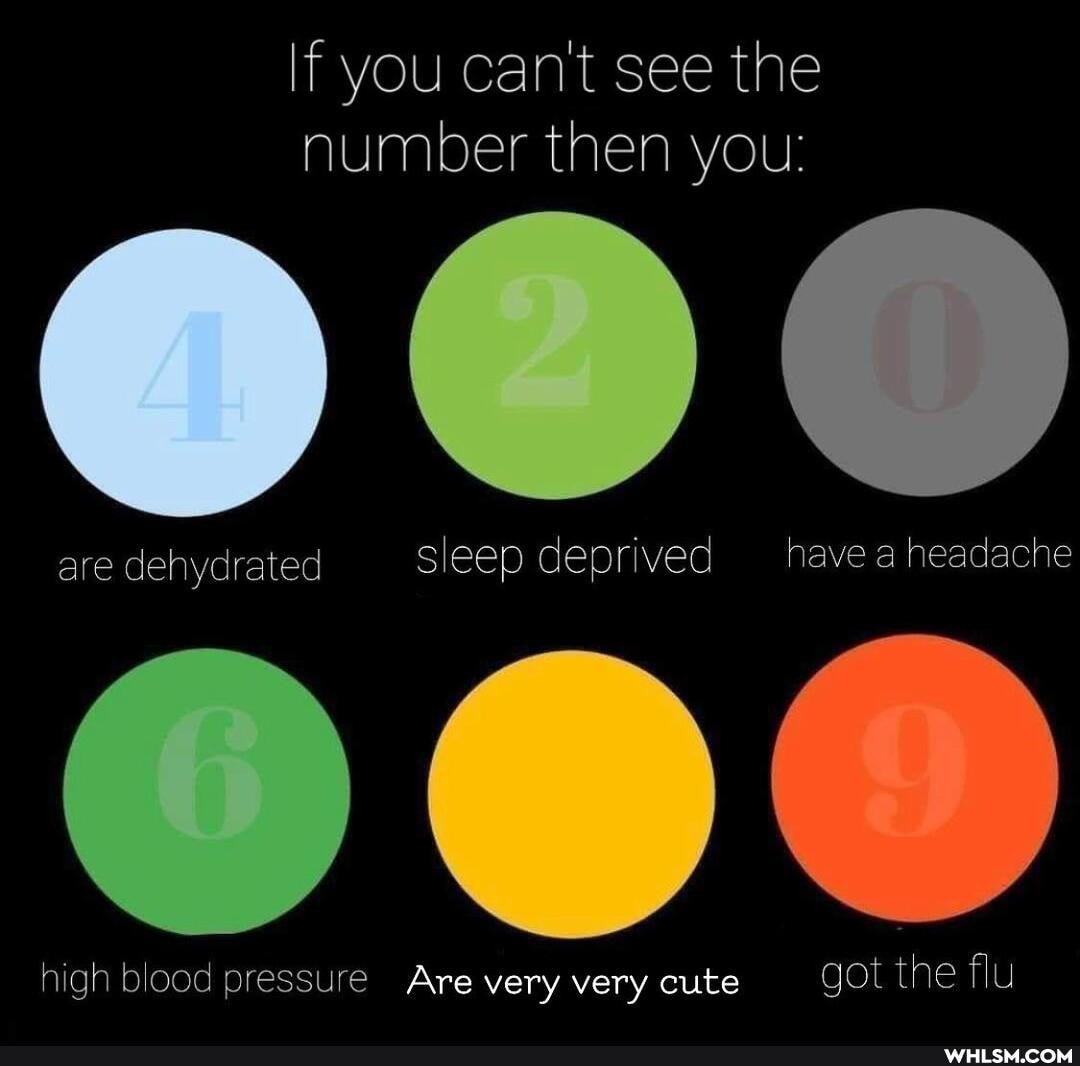 If you cant see the number then you:
are dehydrated
high blood pressure
are dehydrated sleep deprived have a headache
got the flu
Are very very cute