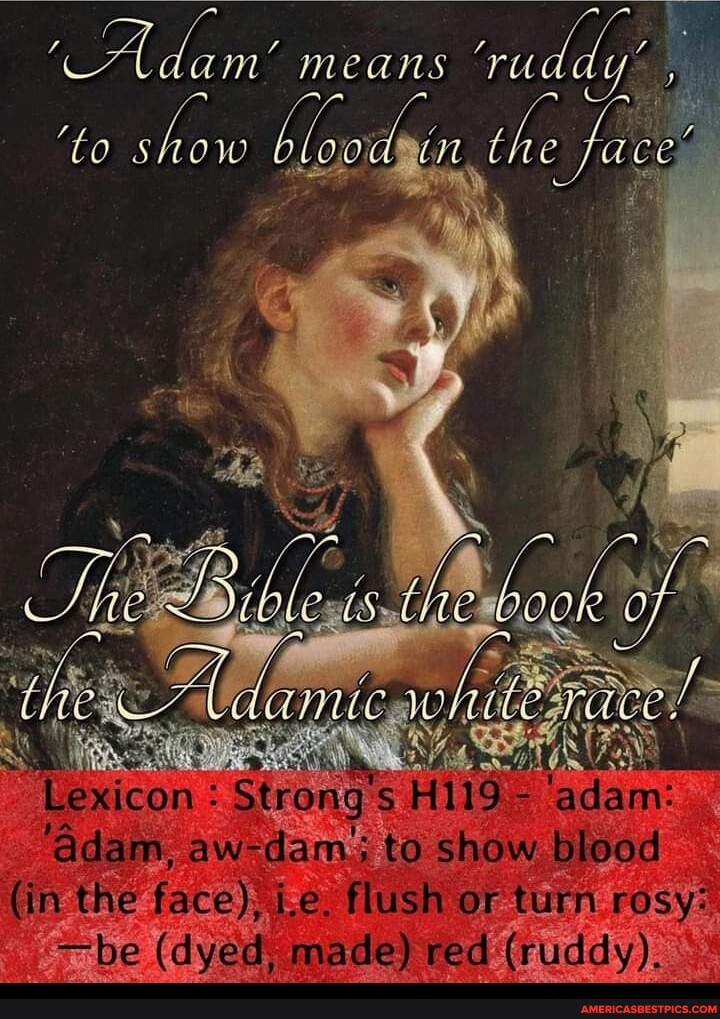 Adam' means 'ruddy' 'to show exieon 'adam awdame? to show blood (in the fa face); ke, flush or