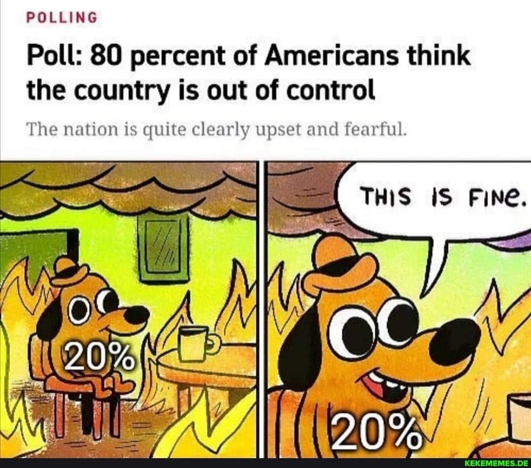 POLLING
Poll: 80 percent of Americans think the country is out of control
The nation is quite clearly upset and fearful.
THIS IS FINe.