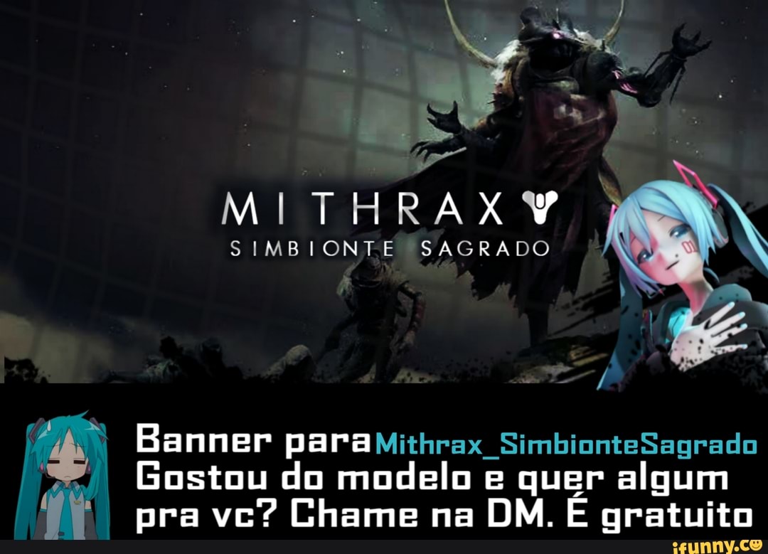 MITHRAXY
SIMBIONTE SAGRADO
Banner para Mithrax SimbionteSagrado
Gostou do modelo e quer algum pra vc? Chame na DM. E gratuito