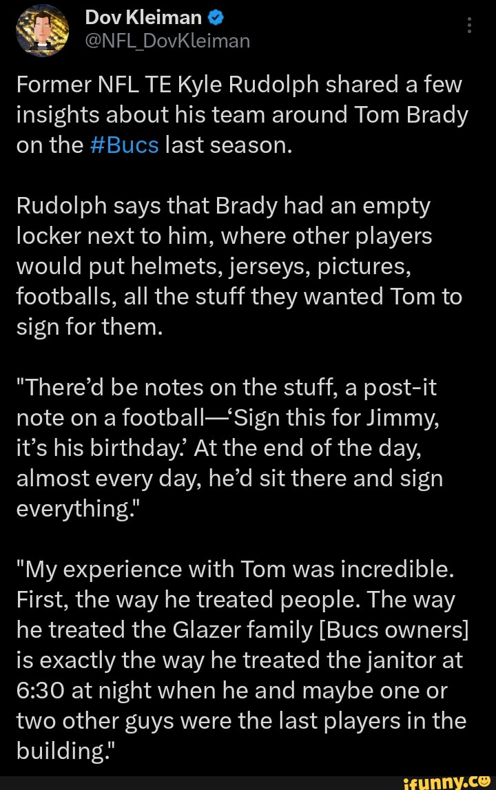 Kyle Rudolph Reveals How Tom Brady Treated His Buccaneers