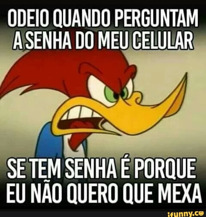 ODEIO QUANDO PERGUNTAM
ASENHA DO MEU CELULAR
'SETEM SENHA É PORQUE
EU NAO QUERO QUE MEXA