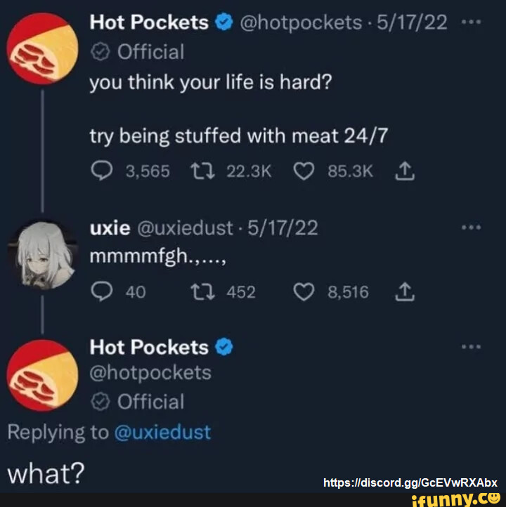 Hot Pockets hotpockets Official you think your life is hard? try