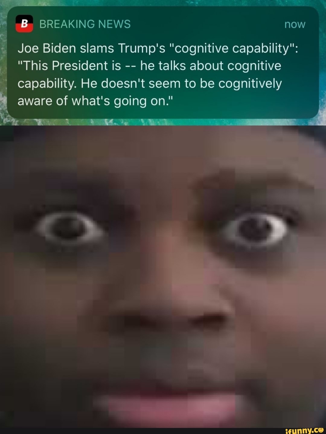 ¿By BREAKING NEWS now
Joe Biden slams Trump's "cognitive capability":
"This President is
he talks about cognitive
capability. He doesn't seem to be cognitively
aware of what's going on."