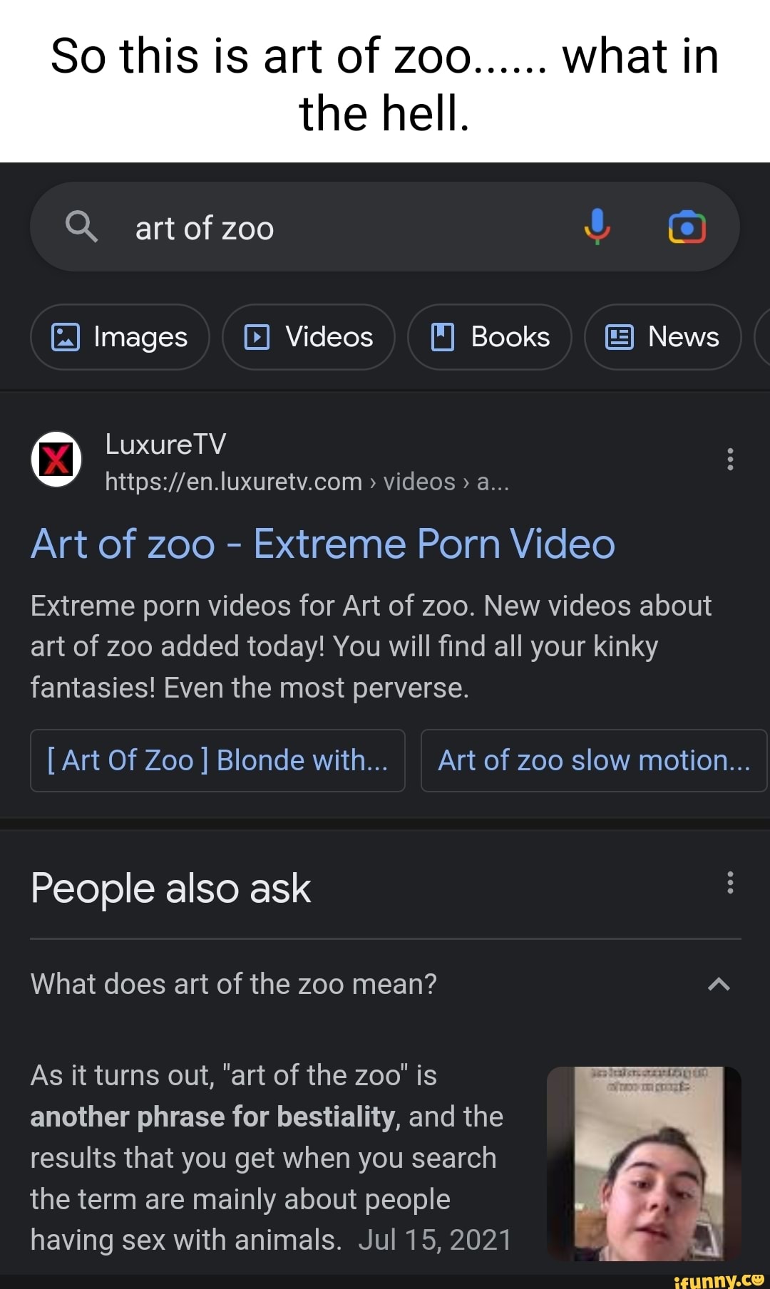 So this is art of Zoo what in the hell. Q. art of zoo Images Videos