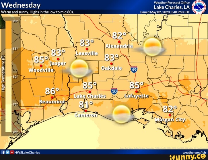 'Weather Forecast Office Wednesday Lake Charles, LA Warm and sunny