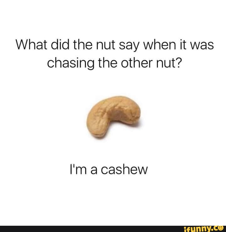 What did the nut say when it was chasing the other nut? I'm a cashew