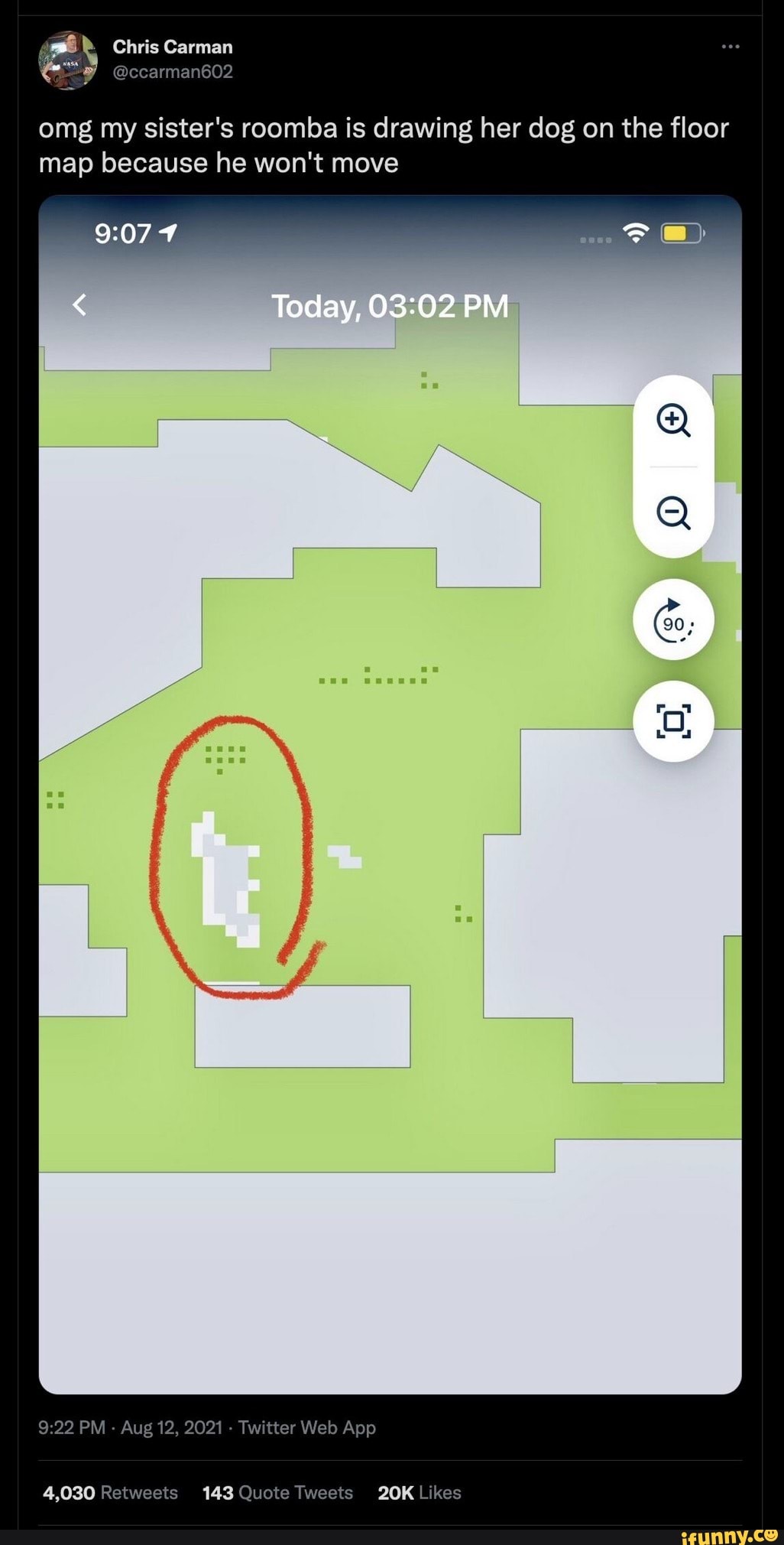 roomba map dog