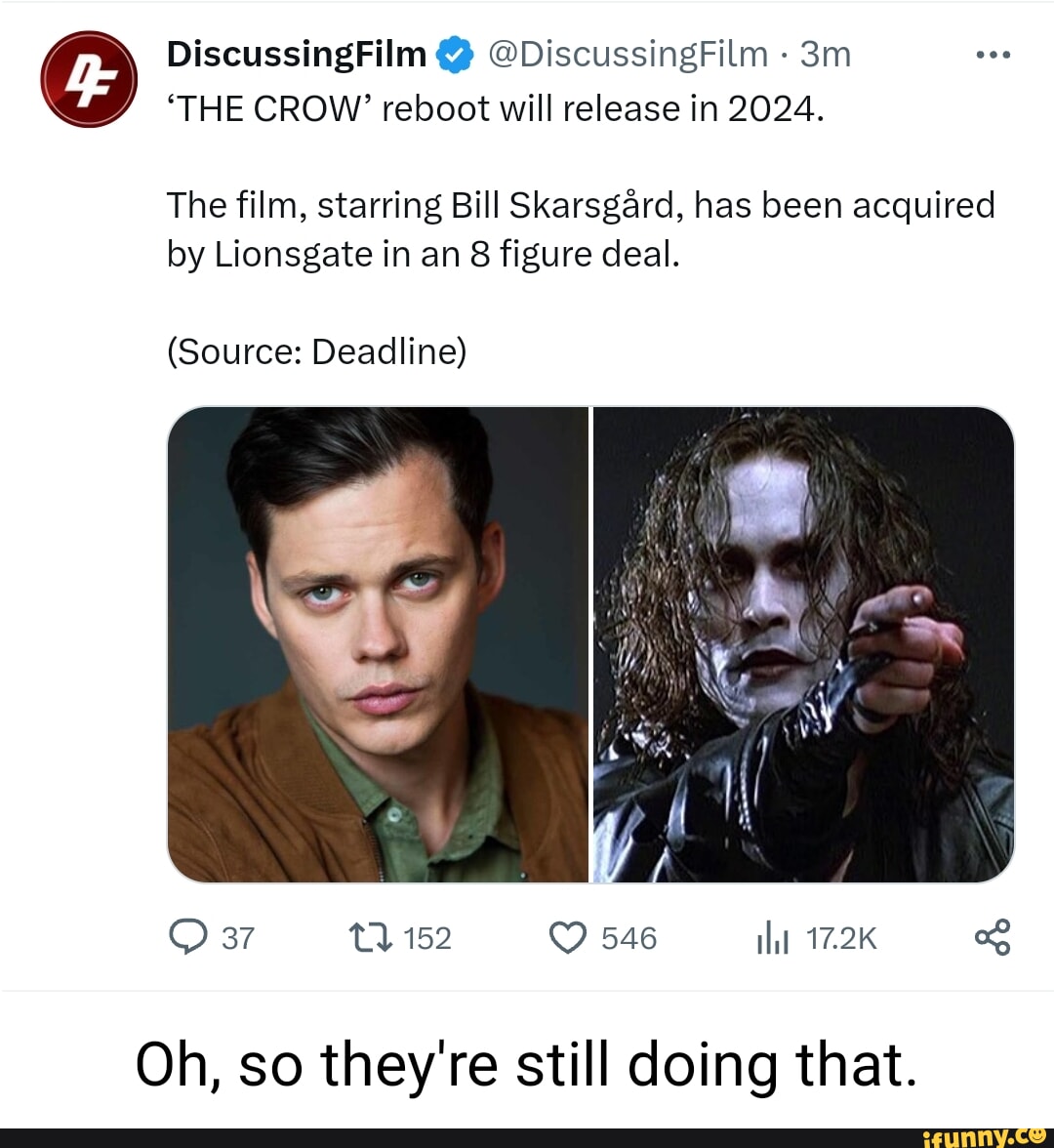 DiscussingFilm @DiscussingFilm 'THE CROW' reboot will release in 2024 ...