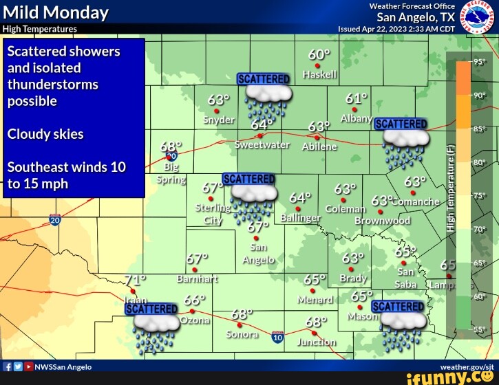 Mild Monday igh Temperatures Scattered showers and isolated ...