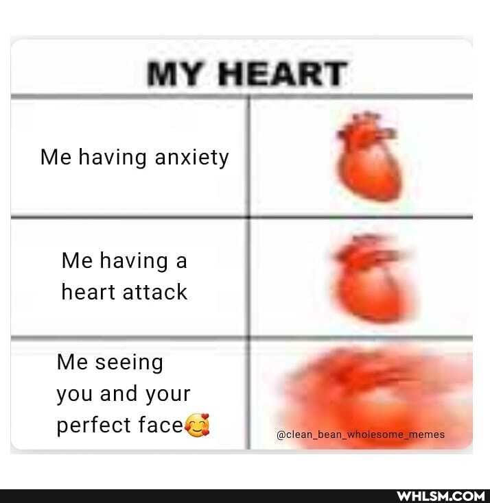 MY HEART
Me having anxiety
Me having a heart attack
Me seeing you and your perfect face@