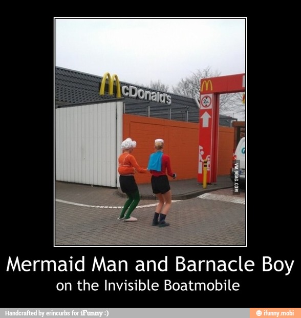 Mermaid Man And Barnacle Boy On The Invisible Boatmobile Mermaid Man And Barnacle Boy On The 1489