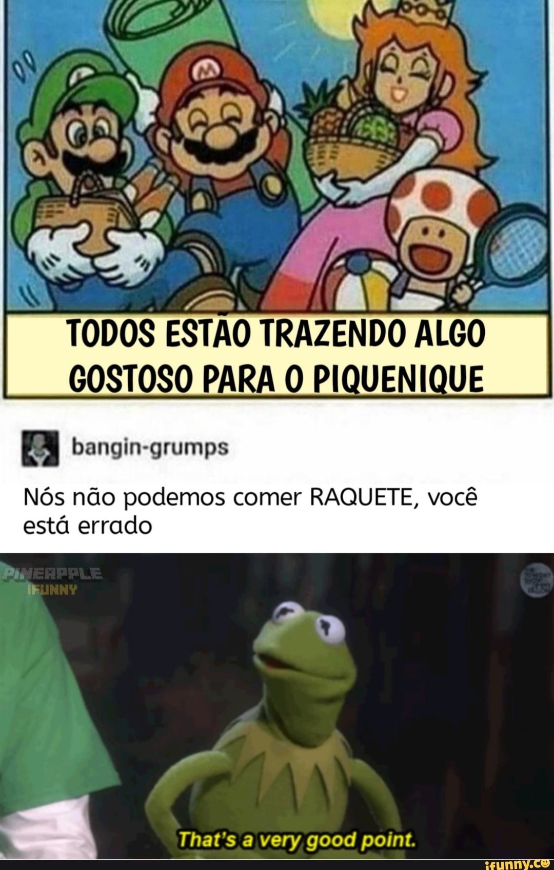 TODOS ESTAO TRAZENDO ALGO
GOSTOSO PARA O PIQUENIQUE
Nós não podemos comer RAQUETE, você
está errado