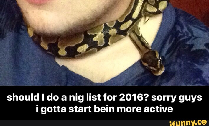 should I do a nig list for 2016? sorry guys
i gotta start bein more active - should I do a nig list for 2016? sorry guys i gotta start bein more active