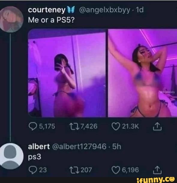 courteney @angelxbxbyy - id
Me or a PS&?
7426
O albert @alberti27946 - Sh
1207