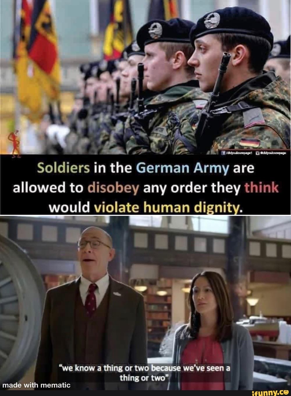 Se. Soldiers in the German Army are allowed to disobey any order they think would violate human