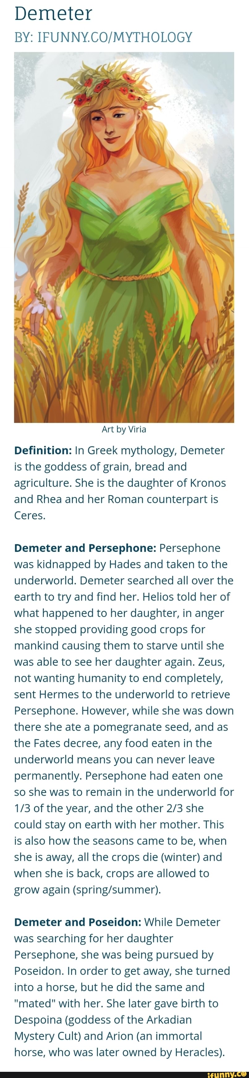 Greek Goddess Of Agriculture And Grain