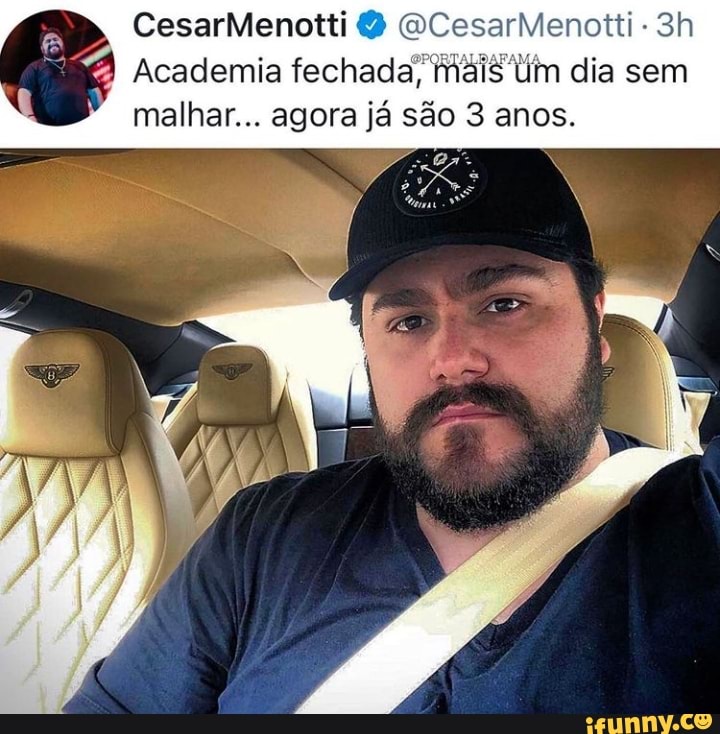 CesarMenotti QCesarMenotti
Academia fechada, mais um dia sem malhar... agora já são 3 anos.