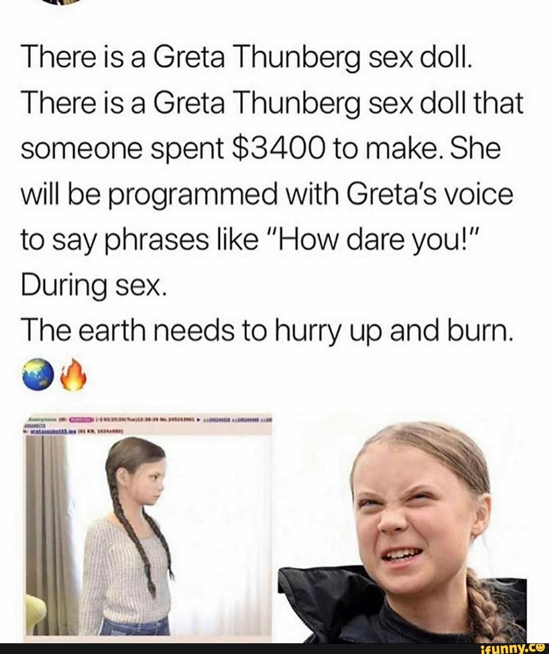 There is a Greta Thunberg sex doll. There is a Greta Thunberg sex