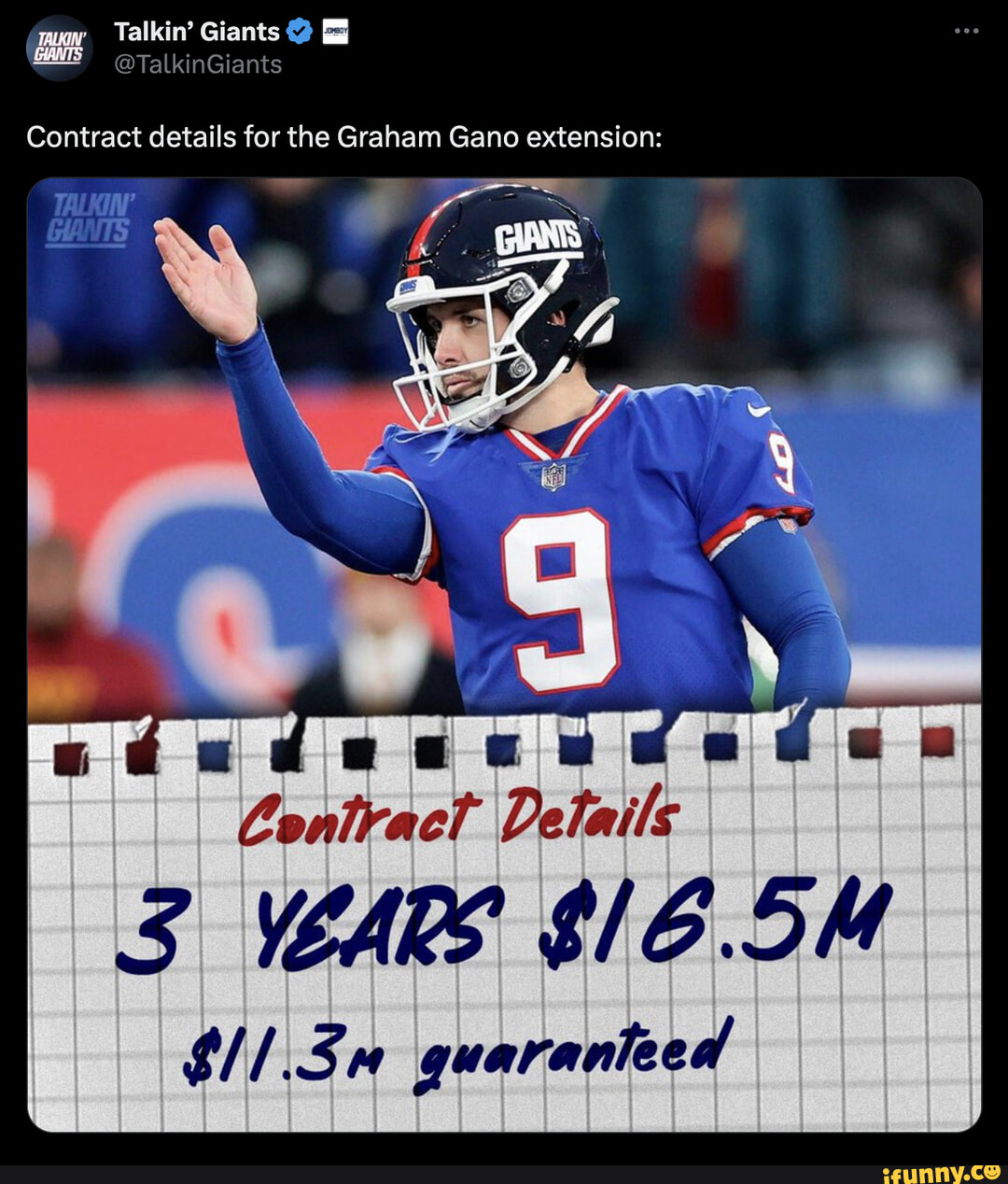 Source - Giants sign Graham Gano to 3-year, $16.5M extension - ESPN