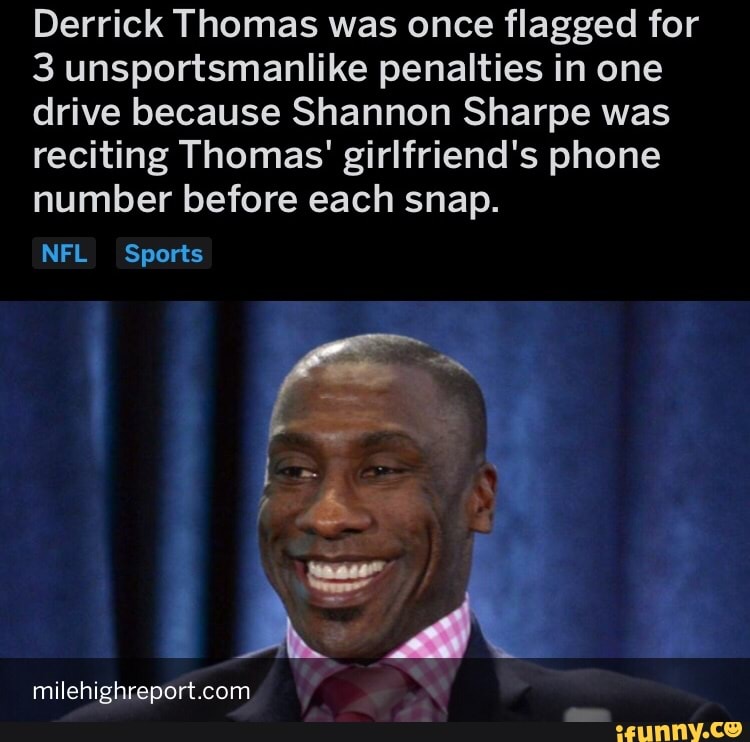 Derrick Thomas was once flagged for 3 unsportsmanlike penalties in one driv...