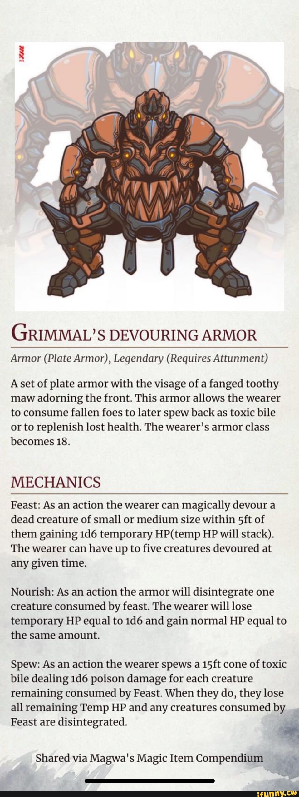 GRIMMAL&rsquo;S DEVOURING ARMOR Armor (Plate Armor), Legendary (Requires 