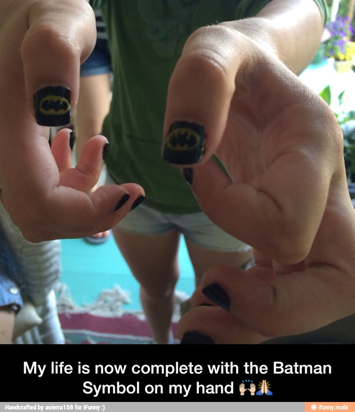 My life is now complete with the Batman
Symbol on my hand E - My life is now complete with the Batman Symbol on my hand 🙌🙏