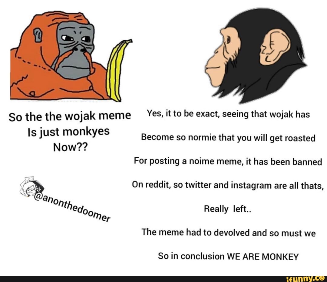 So The The Wojak Meme Yes It To Be Exact Seeing That Wojak Has Become So Normie That You Will Get Roasted On Reddit So Twitter And Instagram Are All Thats An