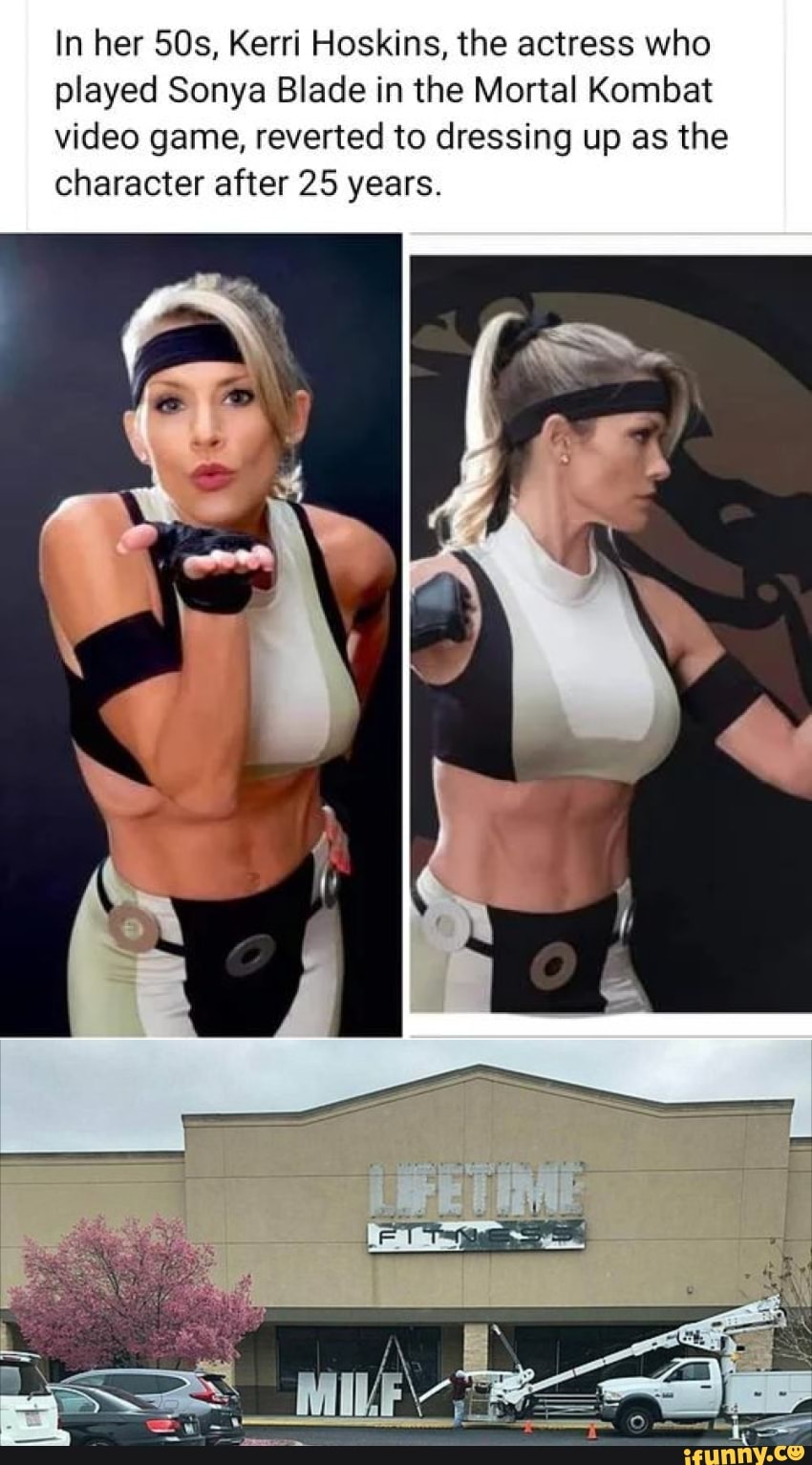 In her SOs, Kerri Hoskins, the actress who played Sonya Blade ns, the  actress who the Mortal video game, reverted to dressing up as the character  after 25 yea - iFunny