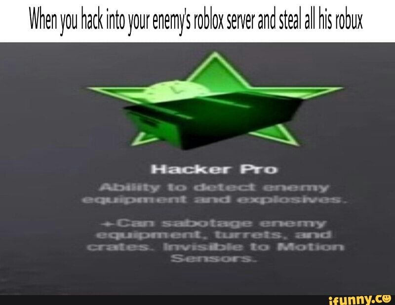 When You Hack Into Your Enemy S Roblox Server And Steal All His Robux Ifunny - roblox hacker pro