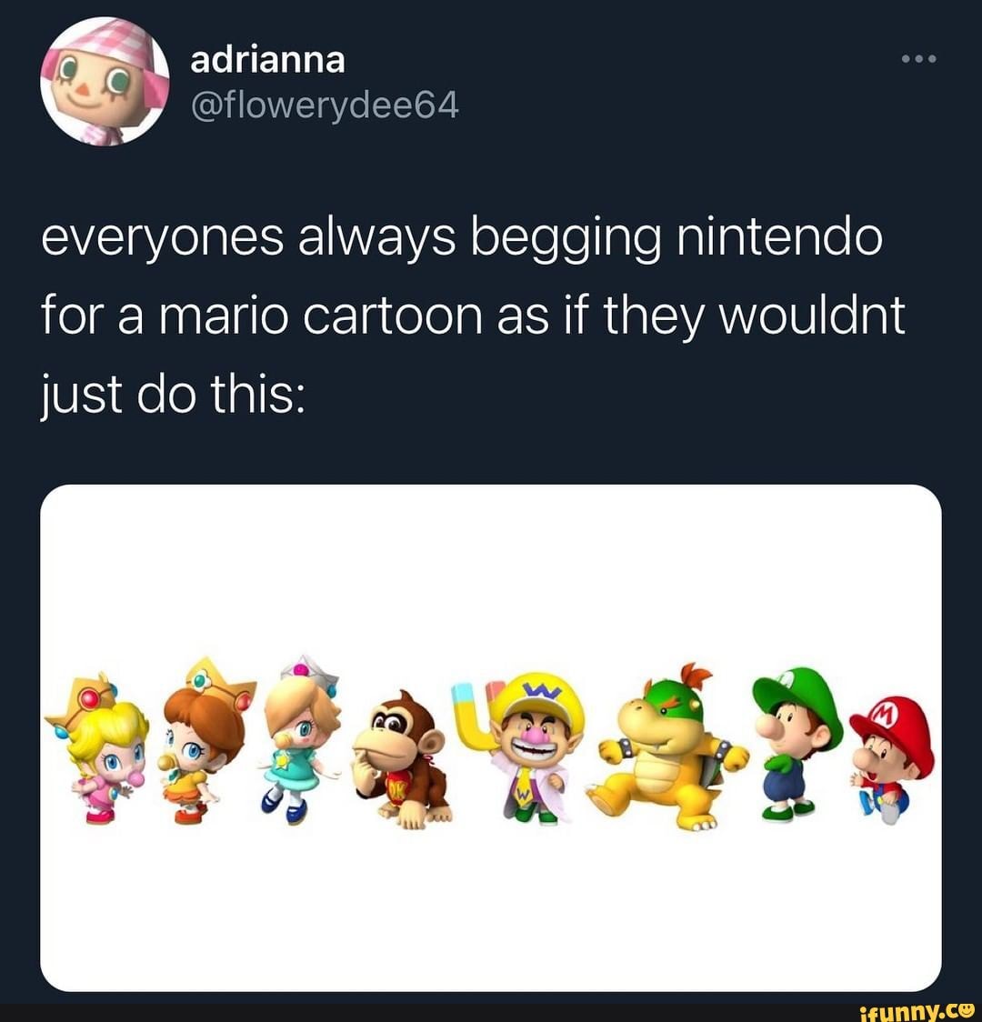 Adrianna Everyones Always Begging Nintendo For A Mario Cartoon As If 