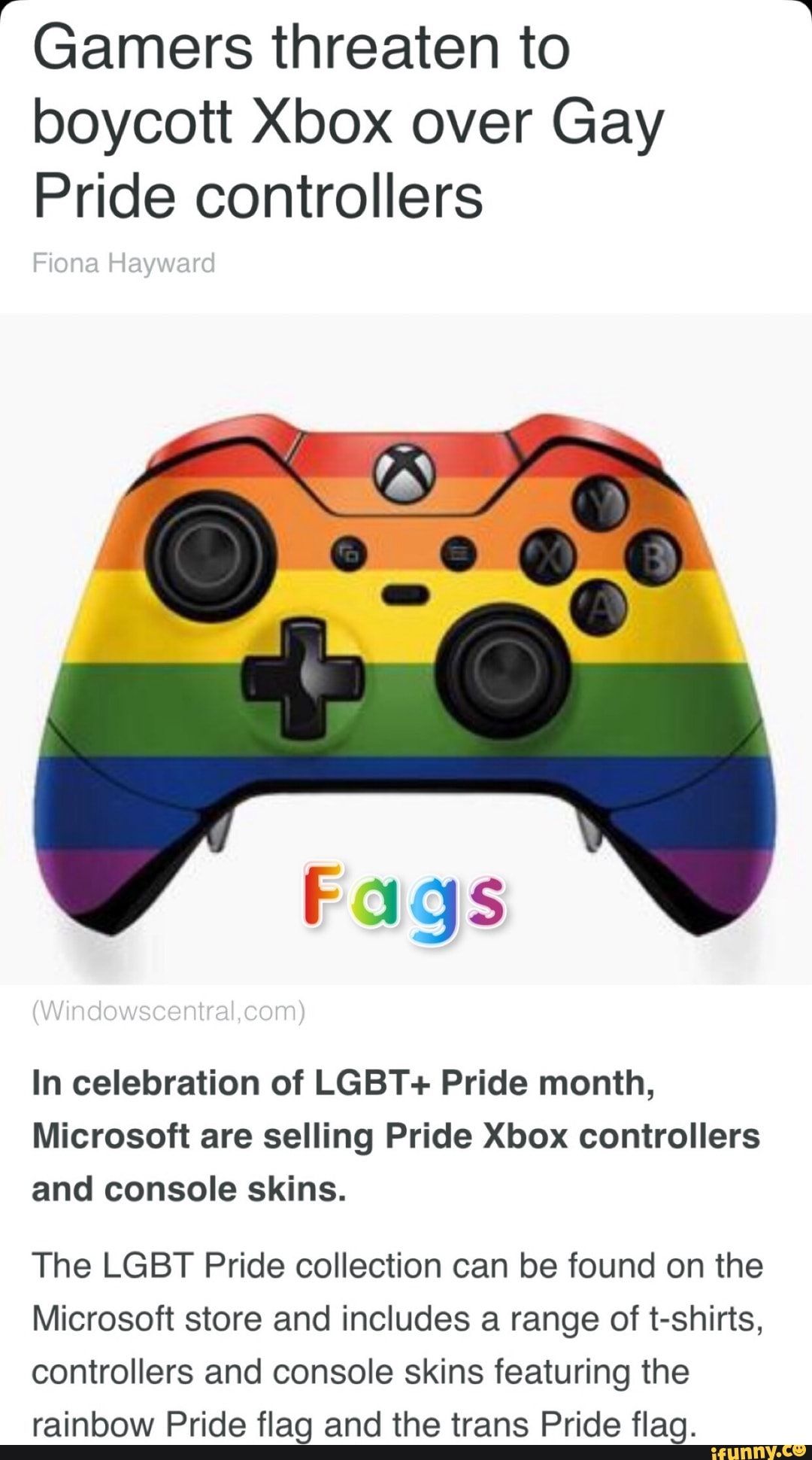 boycott Xbox over Gay Pride controllers In celebration of LGBT+ Pride month...