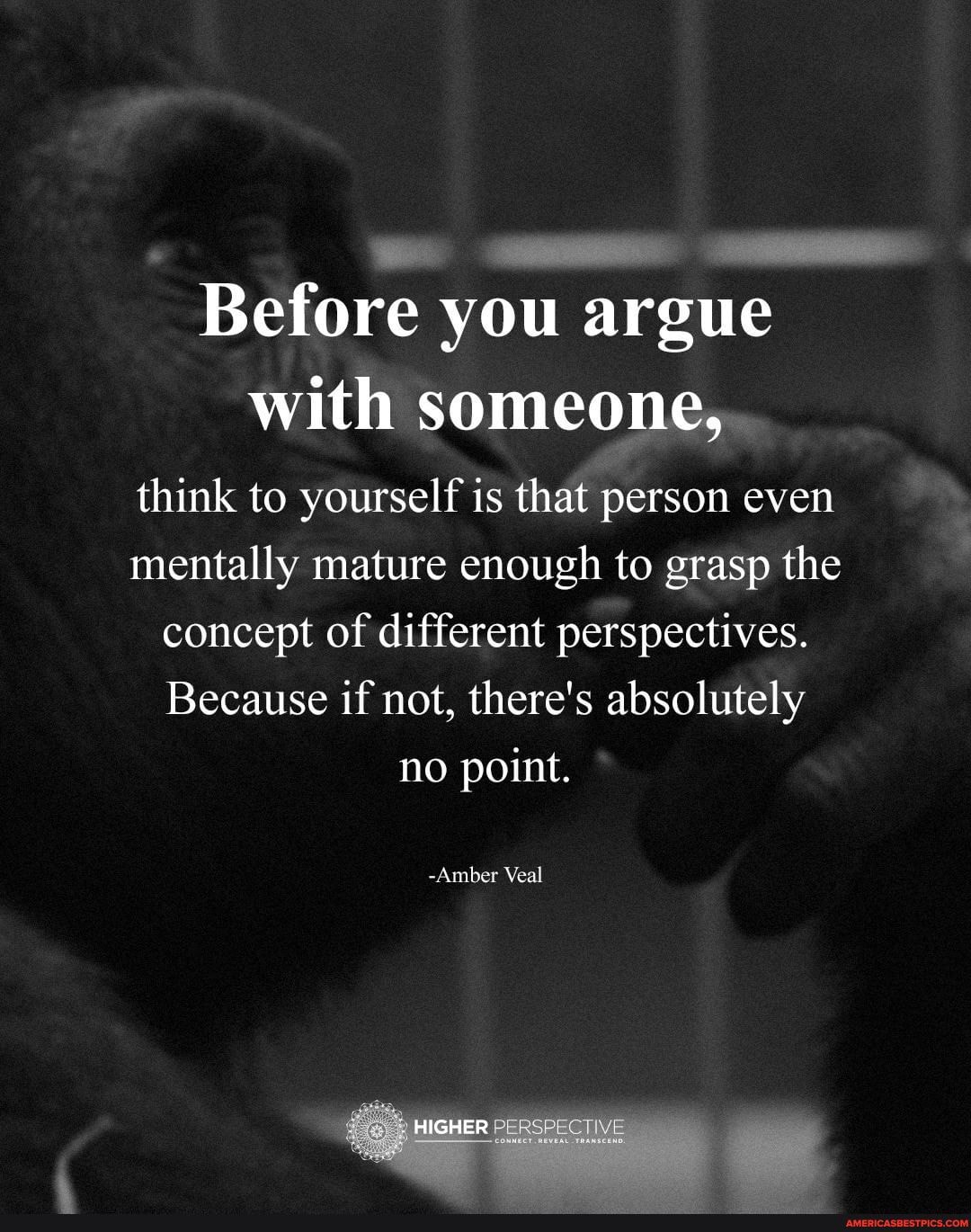 Before you argue
with someone,
think to yourself is that person even mentally mature enough to grasp the concept of different perspectives.
Because if not, there's absolutely no point.
-Amber Veal
HIGHER