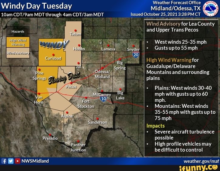 Windy Day Tuesday 10am Yam MDT through MDT Weather Forecast Office TX