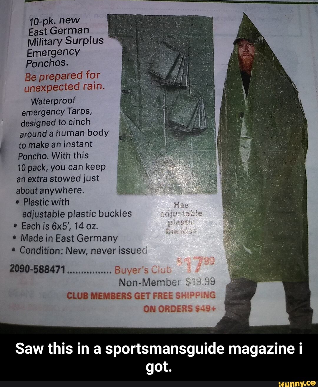 10pk. new East German Military Surplus Emergency Ponchos. Be prepared